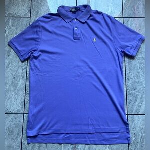Polo Ralph Lauren Men’s Purple 100%Cotton Short Sleeve Polo Shirt Yellow Pony L